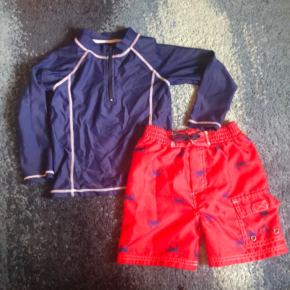 Cabana Life Crab Rash Guard 2 piece Set- 3T